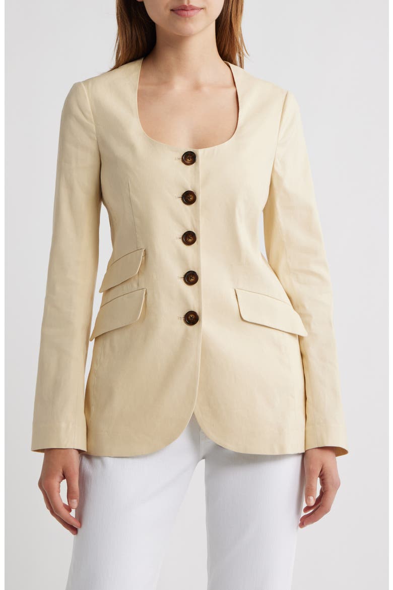 Roslyn Linen Blend Blazer, Main, color, LIGHT TAN