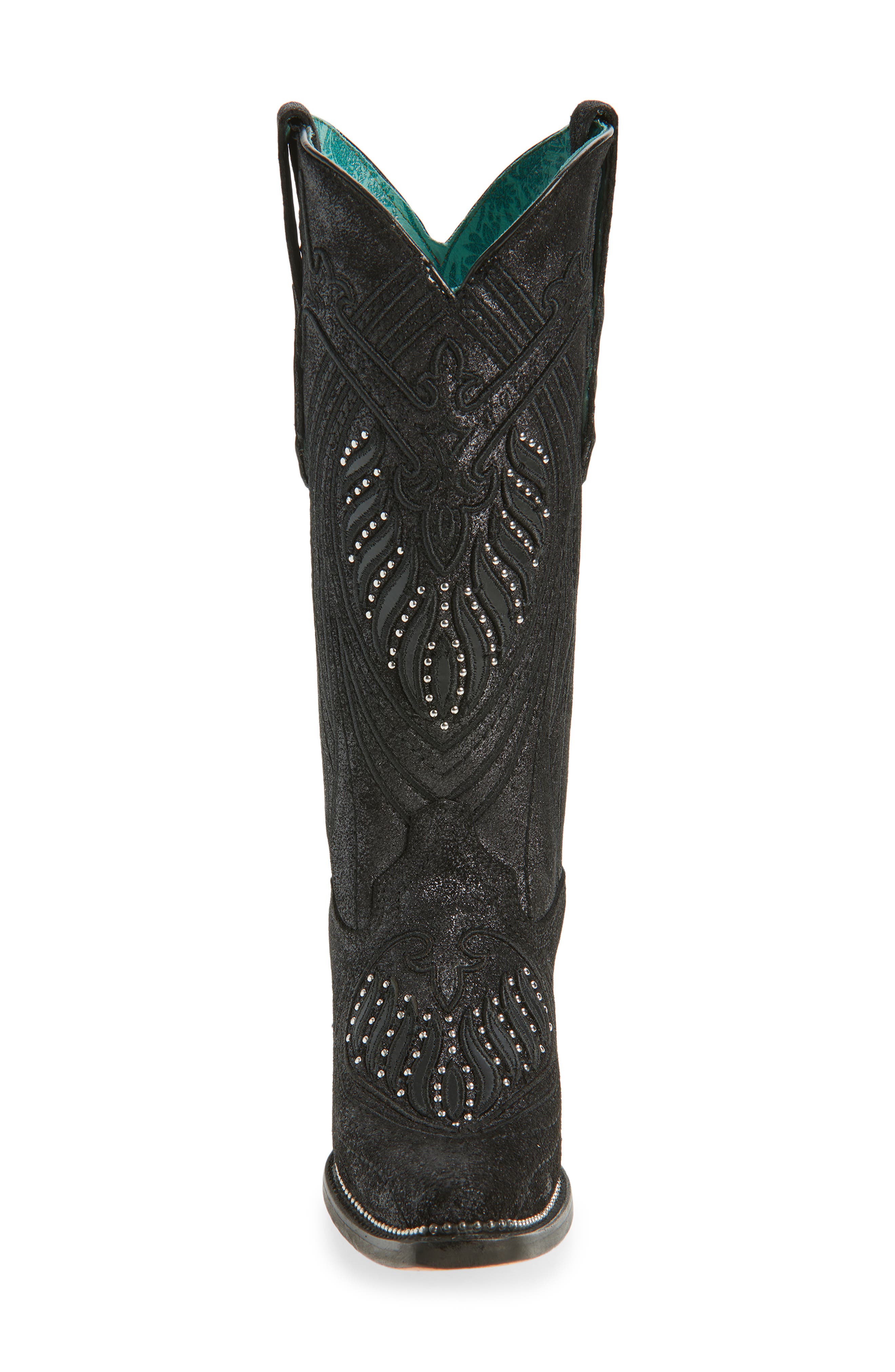 CORRAL Overlay Mid Calf Western Boot, Alternate, color, Black