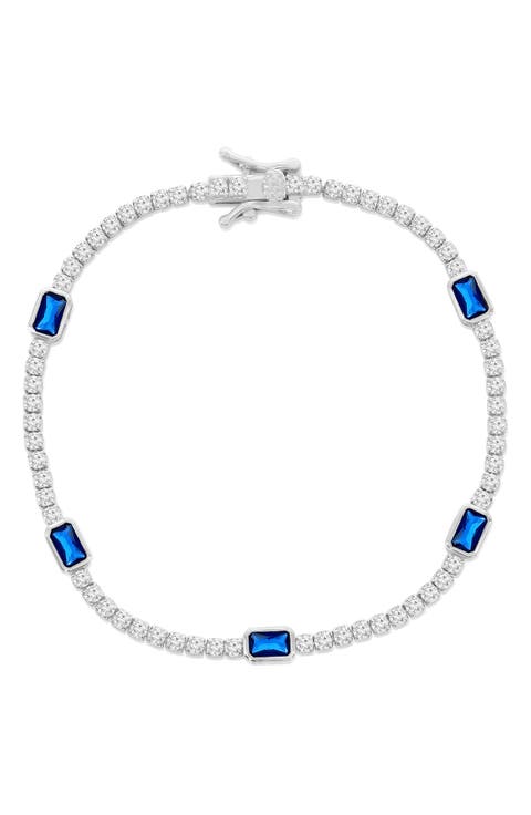 CZ & Lab-Grown Sapphire Chain Bracelet