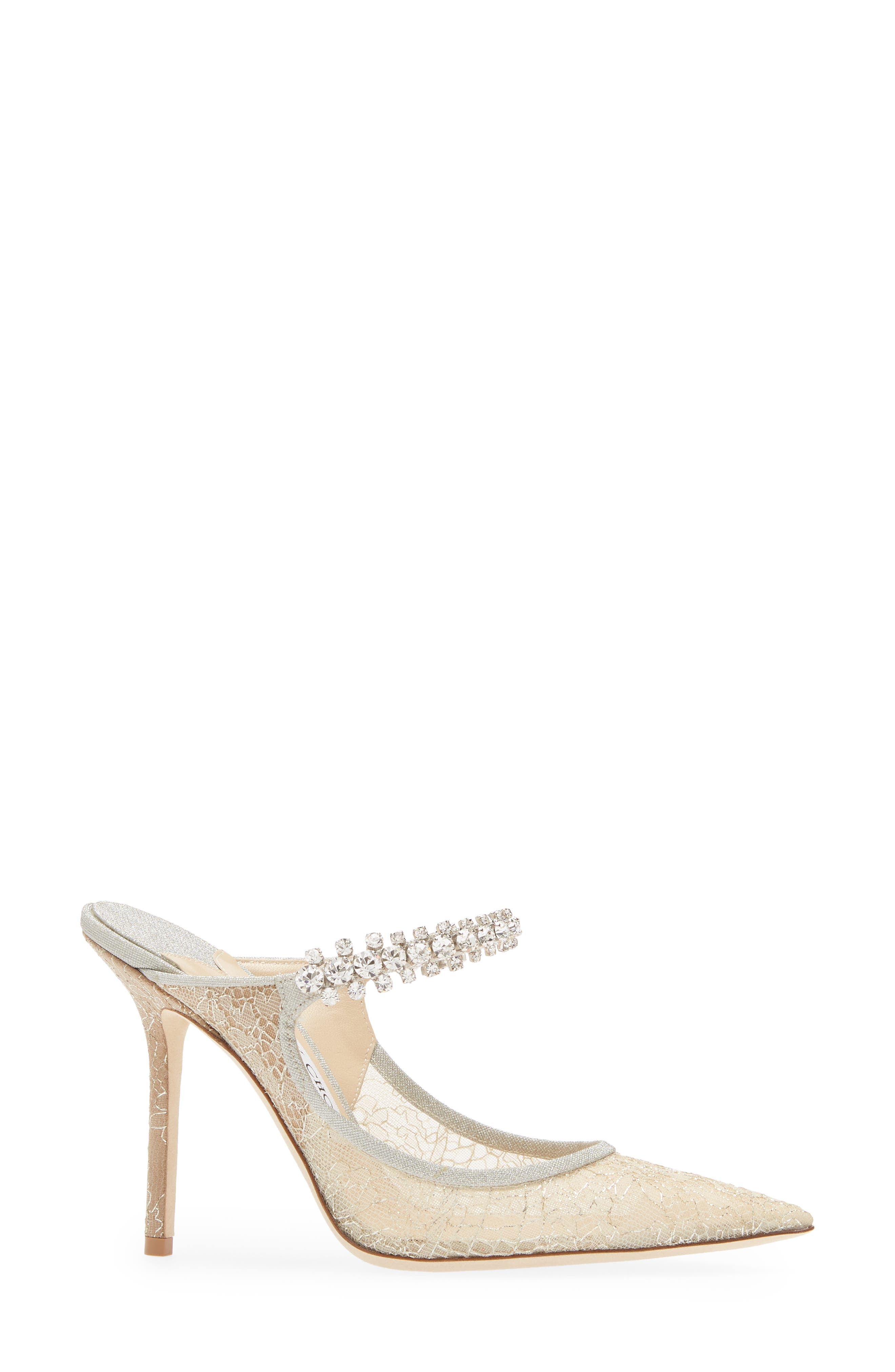Jimmy Choo Bing Crystal Embellished Metallic Lace Mule, Alternate, color, 