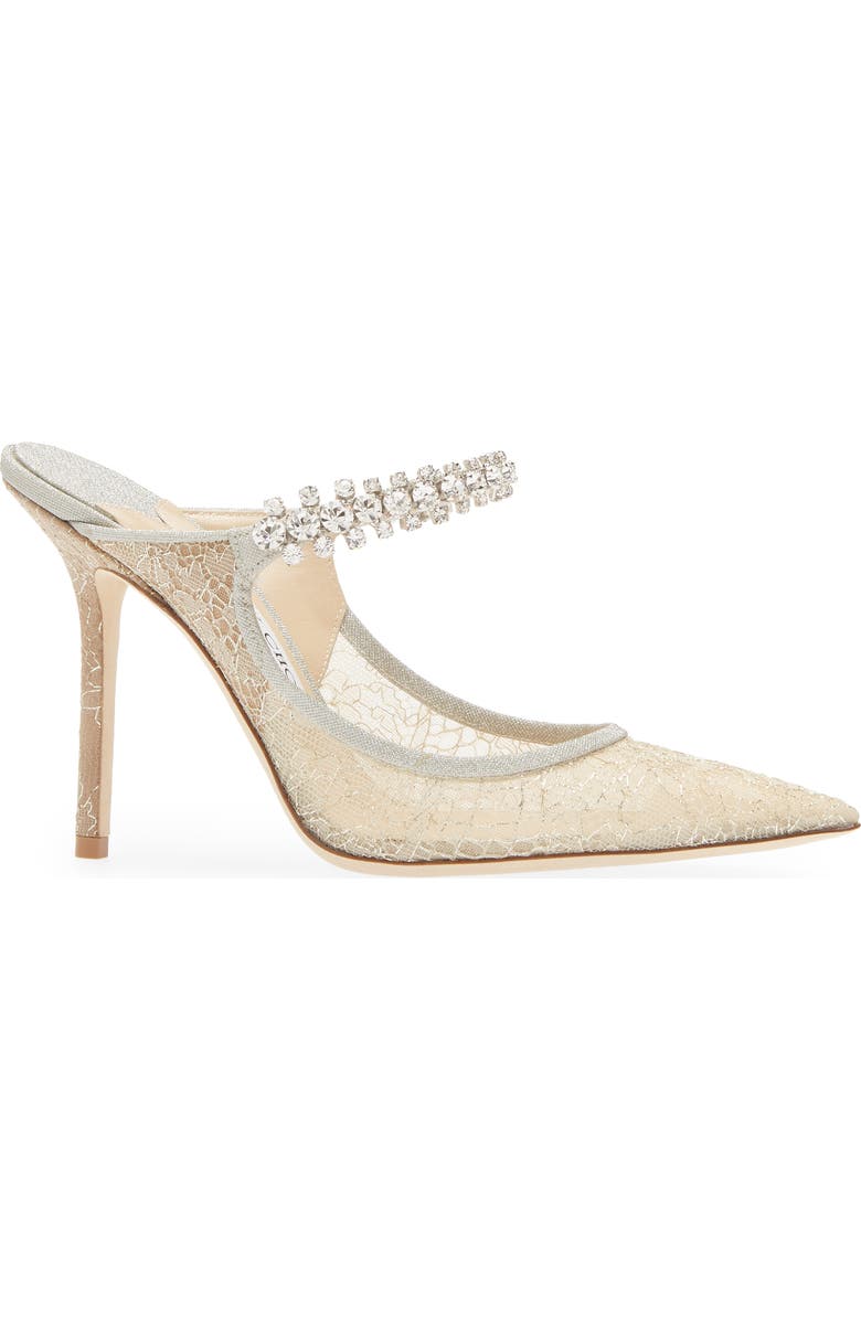 Jimmy Choo Bing Crystal Embellished Metallic Lace Mule, Alternate, color,
