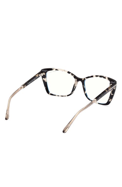 Tom Ford 55mm Butterfly Blue Light Blocking Optical Glasses In Vintage Black Havana Rose Gold