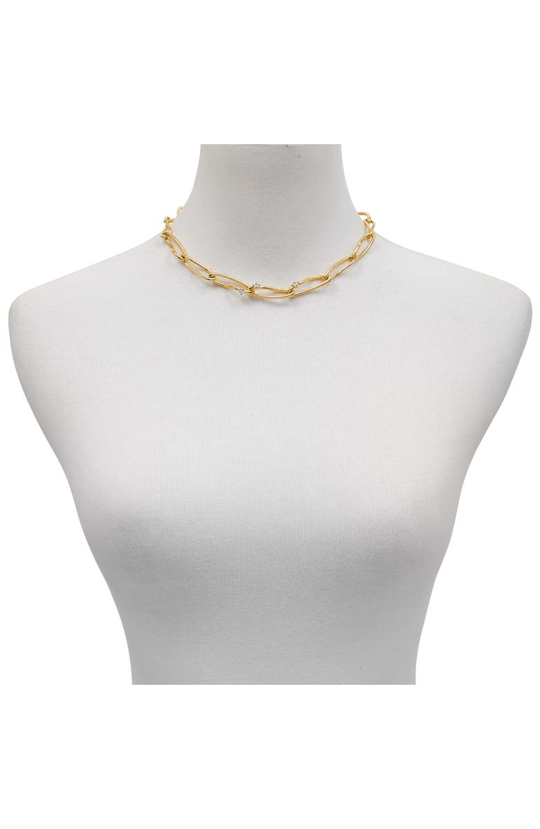 Vince Camuto Open Link Necklace with Cubic Zirconia, Main, color, 14K Gold Plated