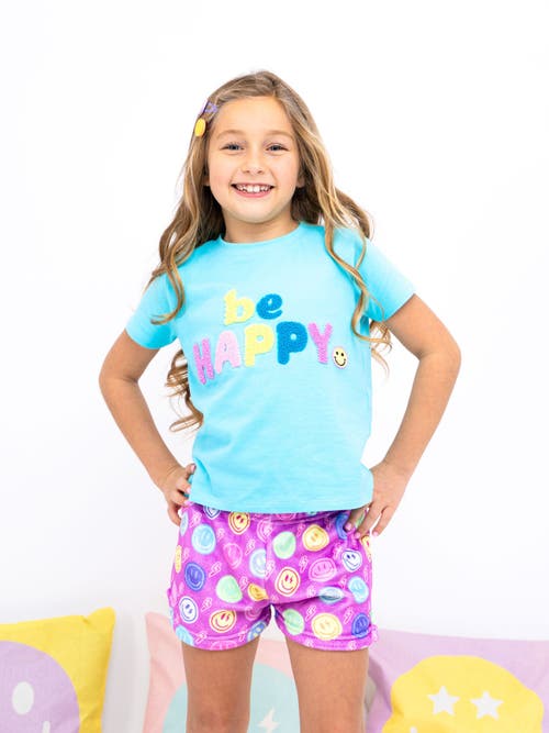 Preppy Goose Plush Smiley Faces Loungewear Shorts In Multi