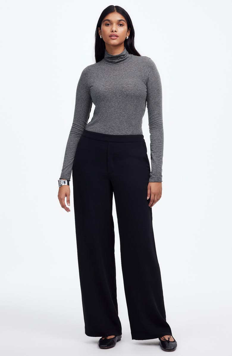 Madewell Long Sleeve Turtleneck Top, Alternate, color, Heather Coal