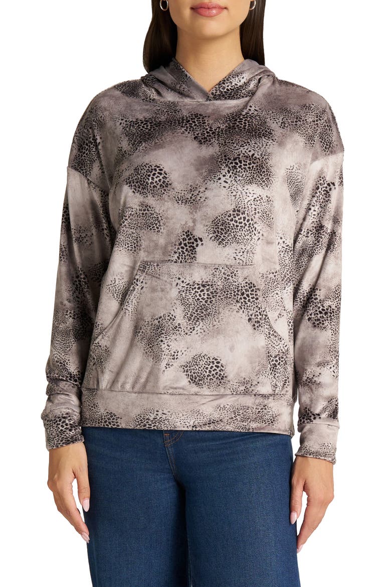 Printed Velour Hoodie, Main, color, GREY
