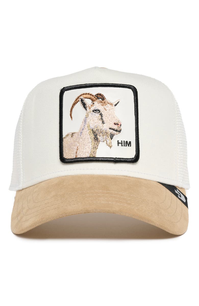 Goorin Bros. The Suede Goat Patch Snapback Trucker Hat, Alternate, color, 