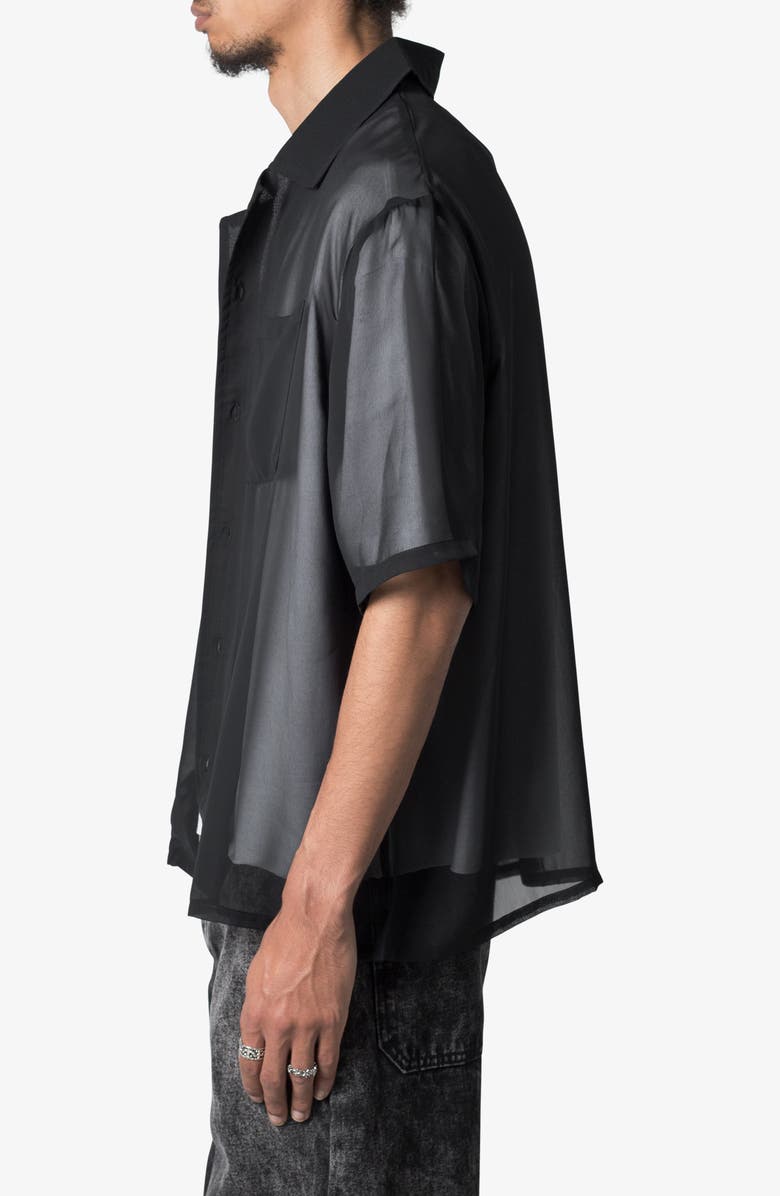 mnml Oversize Sheer Camp Shirt, Alternate, color, Black