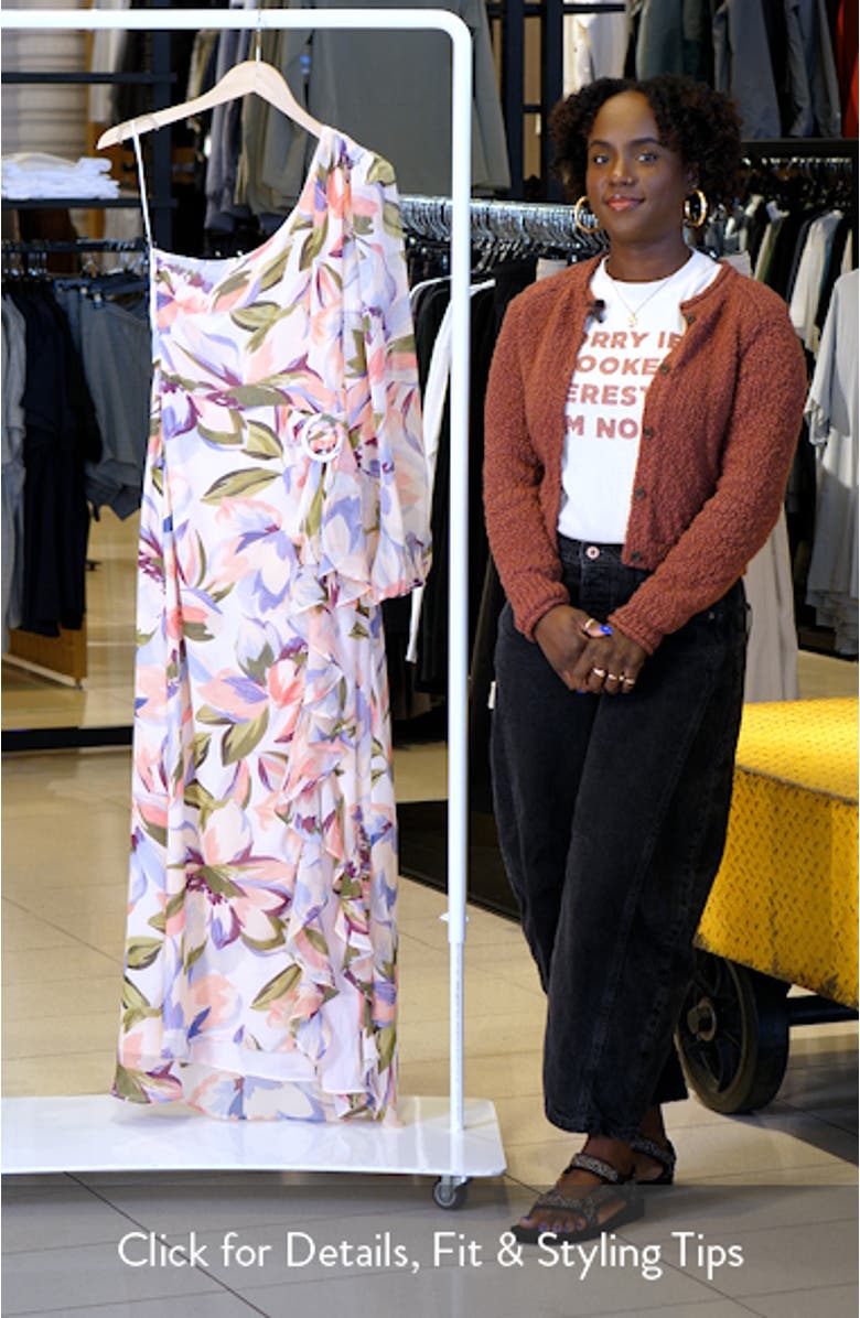 Sandersonia Floral Print Asymmetric Dress, sales video thumbnail