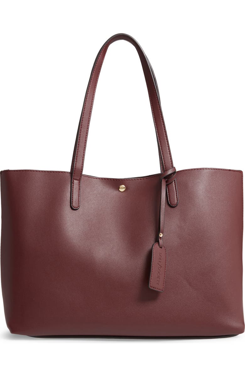 Sole Society Zeda Faux Leather Tote, Main, color,
