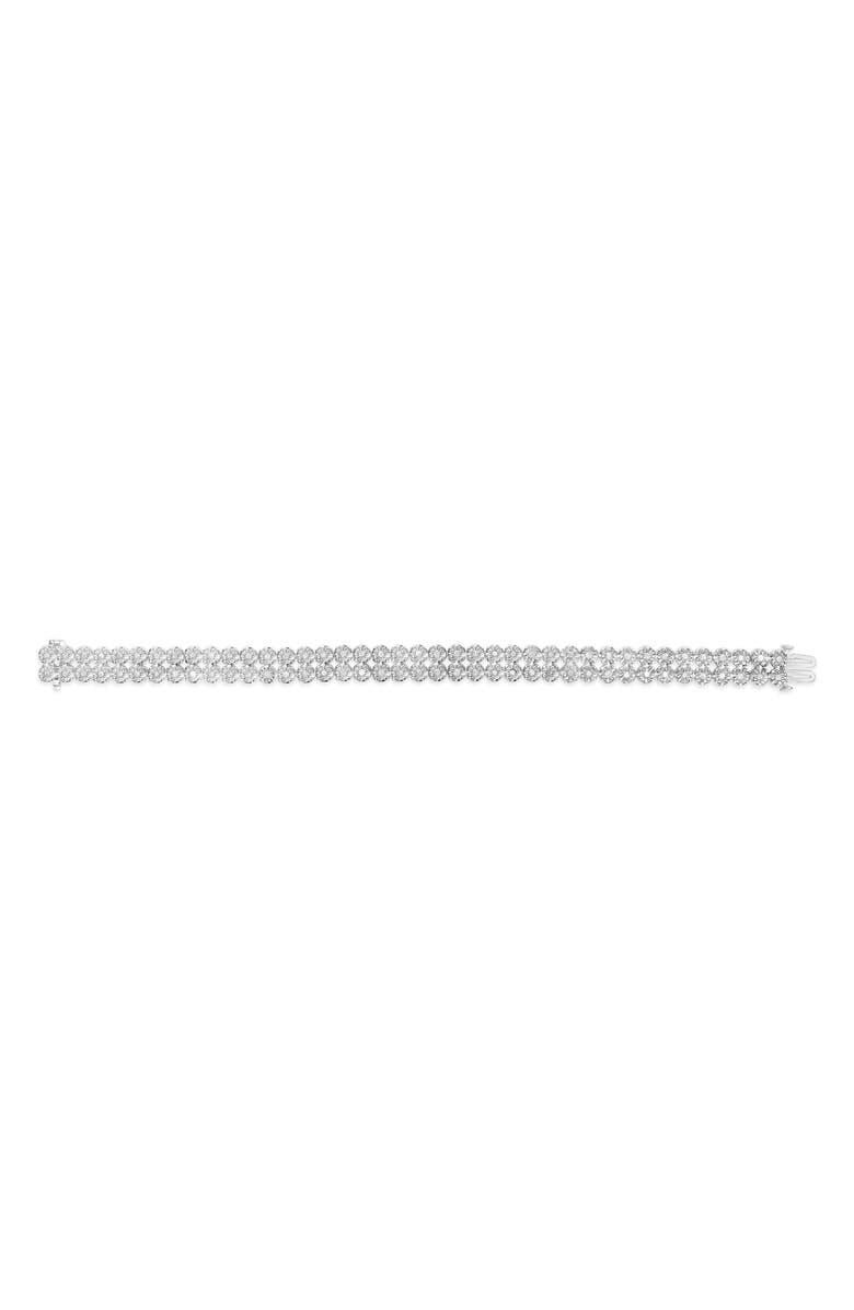 Haus of Brilliance Sterling Silver 2ct TDW Rose-Cut Diamond 2-Row Link Bracelet, Alternate, color, White
