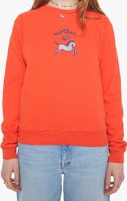 MOTHER The Camper Embroidered Cotton Sweatshirt