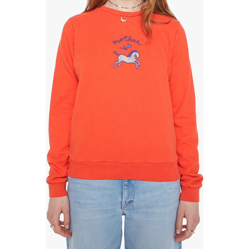 Mother The Camper Embroidered Cotton Sweatshirt In Orange