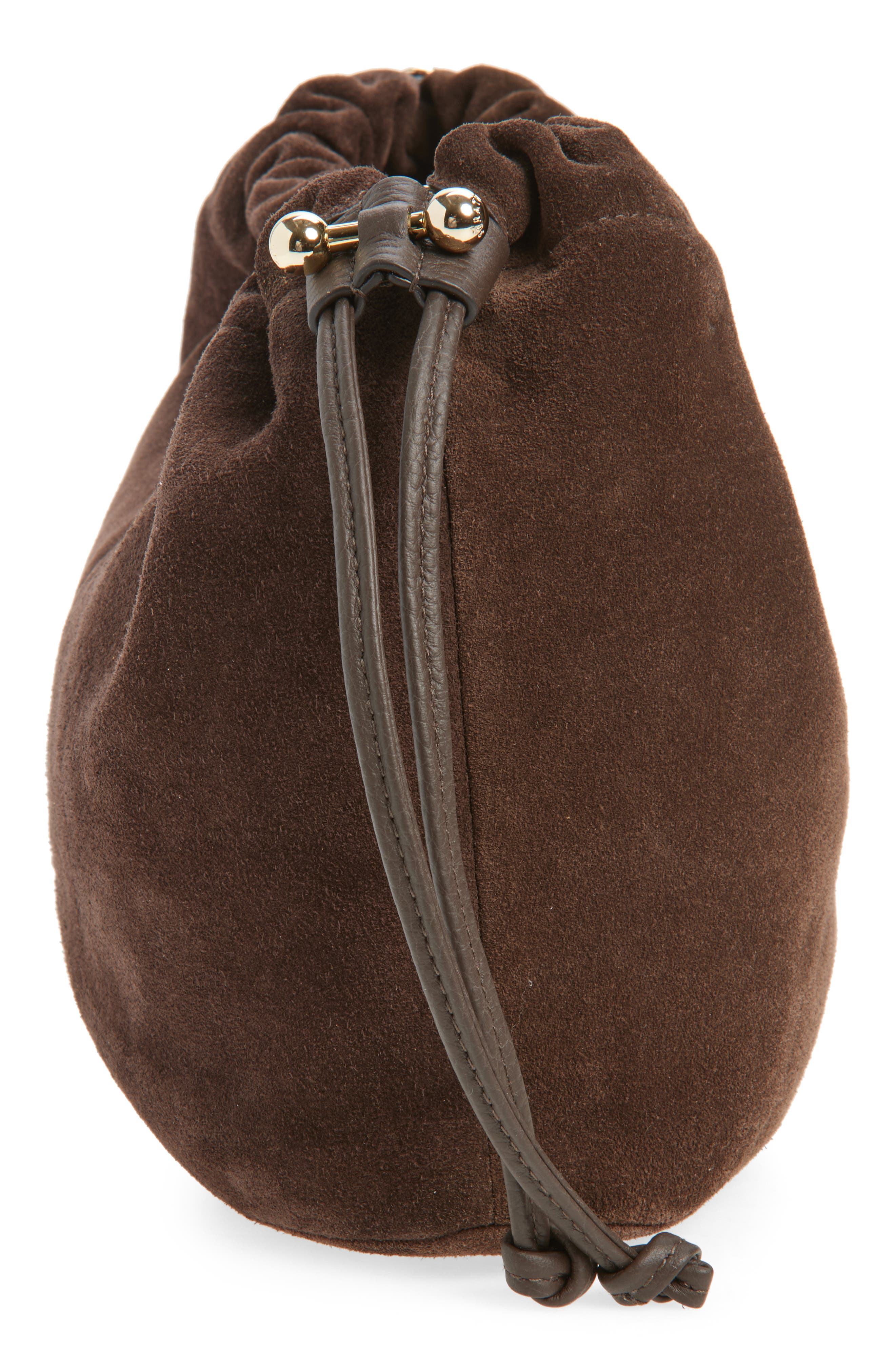 Strathberry Midi Suede Drawstring Handbag, Alternate, color, Chocolate