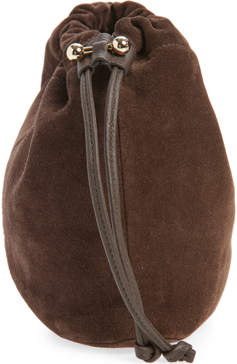 Strathberry Midi Suede Drawstring Handbag, Alternate, color, Chocolate
