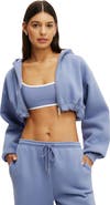 COTTON ON BODY Women's Active Plush Micro Cropped Zip Through