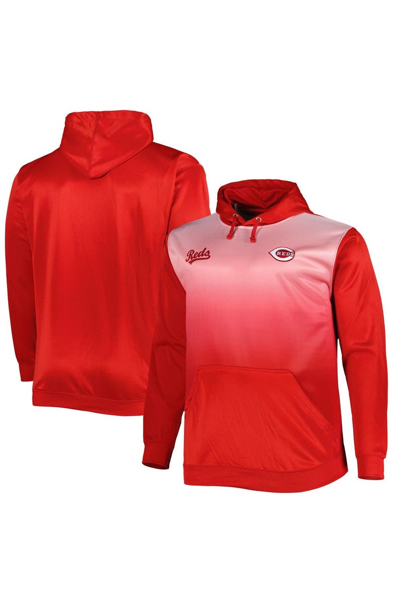 PROFILE Men's Red Cincinnati Reds Fade Sublimated Fleece Pullover Hoodie, Main, color, Red
