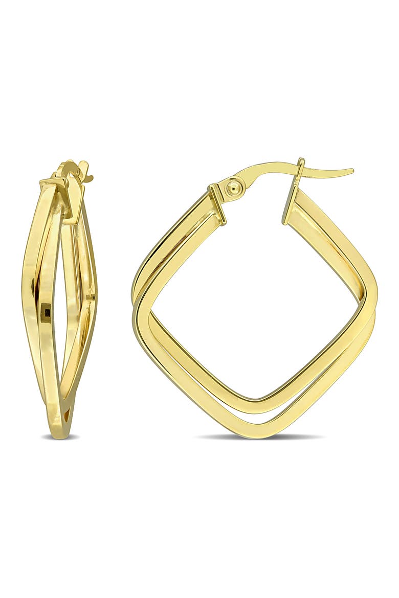 Double Rounded Square Hoop Earrings, Main, color, GOLD