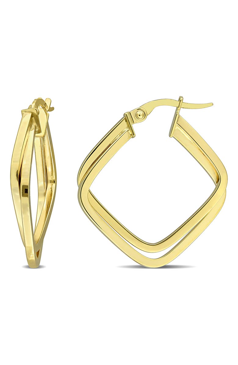 DELMAR Double Rounded Square Hoop Earrings, Main, color, Gold