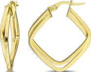DELMAR Double Rounded Square Hoop Earrings