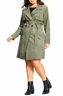 City Chic Faux Suede Trench Coat