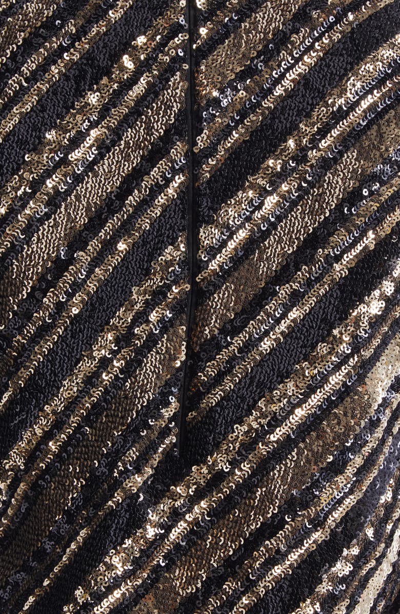 Giambattista Valli Stripe Sequin Long Sleeve Top, Alternate, color, Black/ Gold