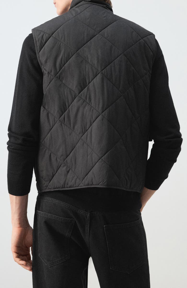 MANGO Quilted Water Repellent Vest, Alternate, color, Black