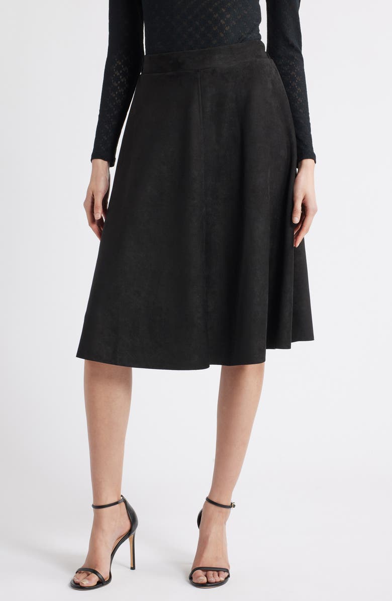 NIKKI LUND Cecilia Faux Suede A-Line Skirt, Main, color, Black