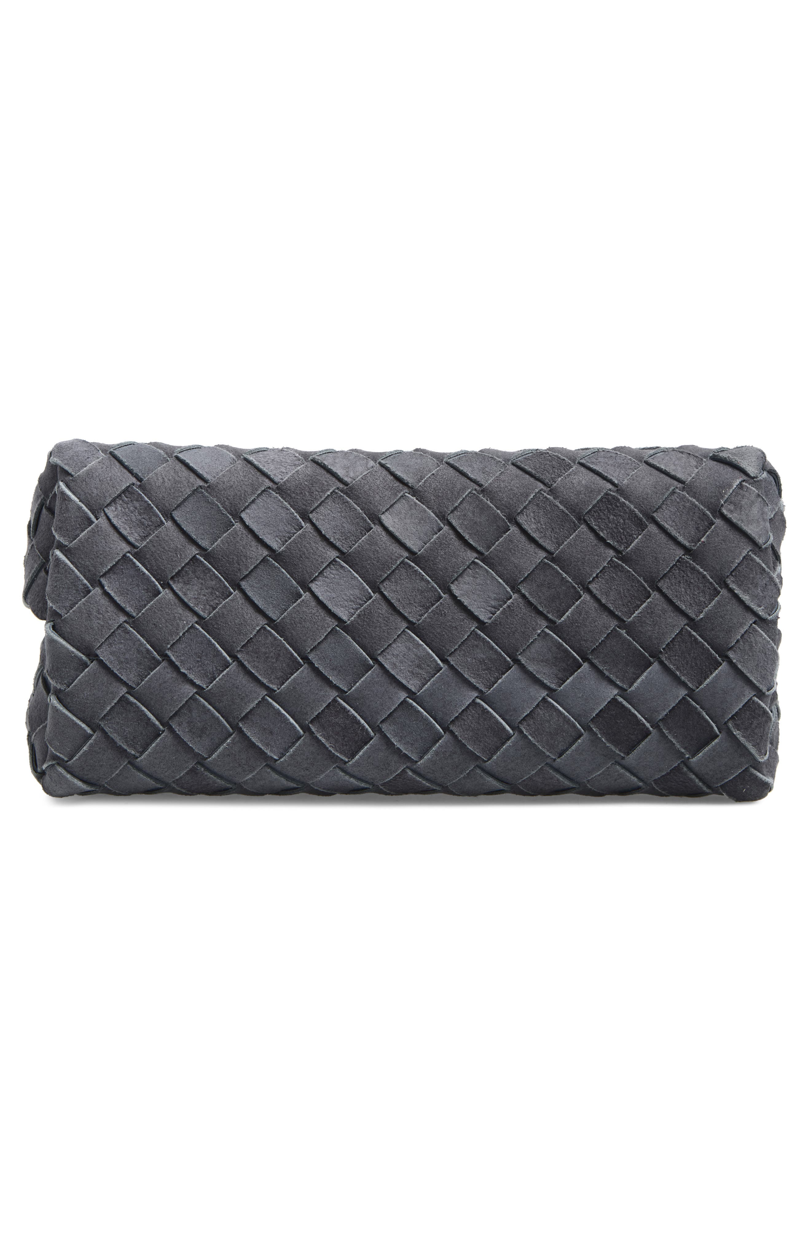 Bottega Veneta Small Andiamo Intrecciato Suede Top Handle Bag, Alternate, color, Cloudy Indigo