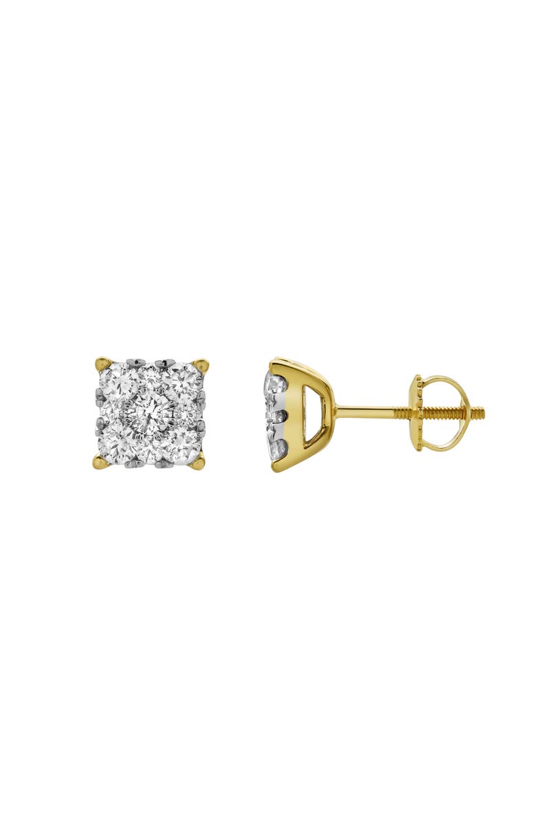LuvMyJewelry Nova 14K Yellow Gold Cluster Lab Grown Diamond Unisex Earrings - 1 Cts, Alternate, color, 14K Yellow Gold