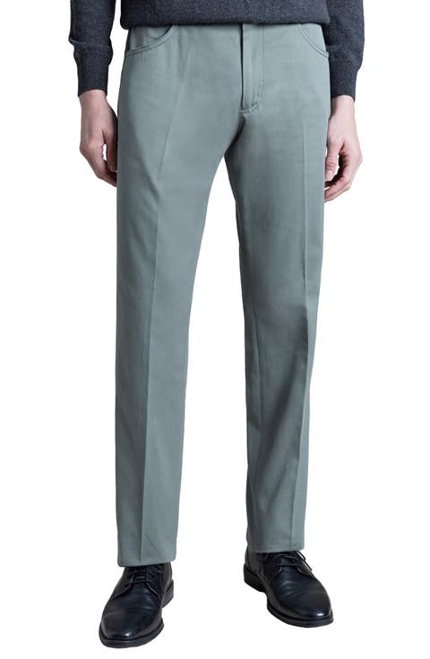 Flat Front Cotton & Cashmere Pants