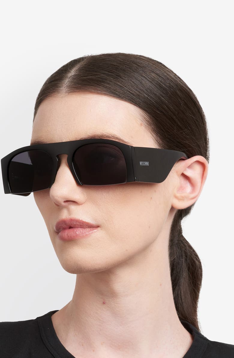 Moschino 56mm Geometric Sunglasses, Alternate, color, Black/ Grey