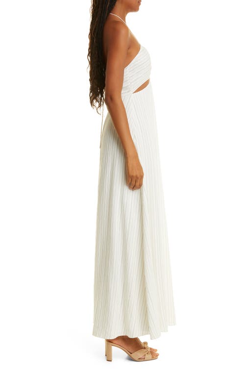 REBECCA TAYLOR REBECCA TAYLOR RUMPLED STRIPE HALTER DRESS