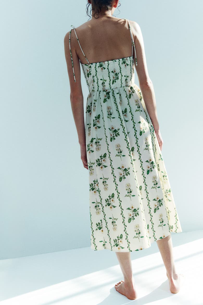 green and white dress h&m Flared-skirt Strappy (Women) 80%