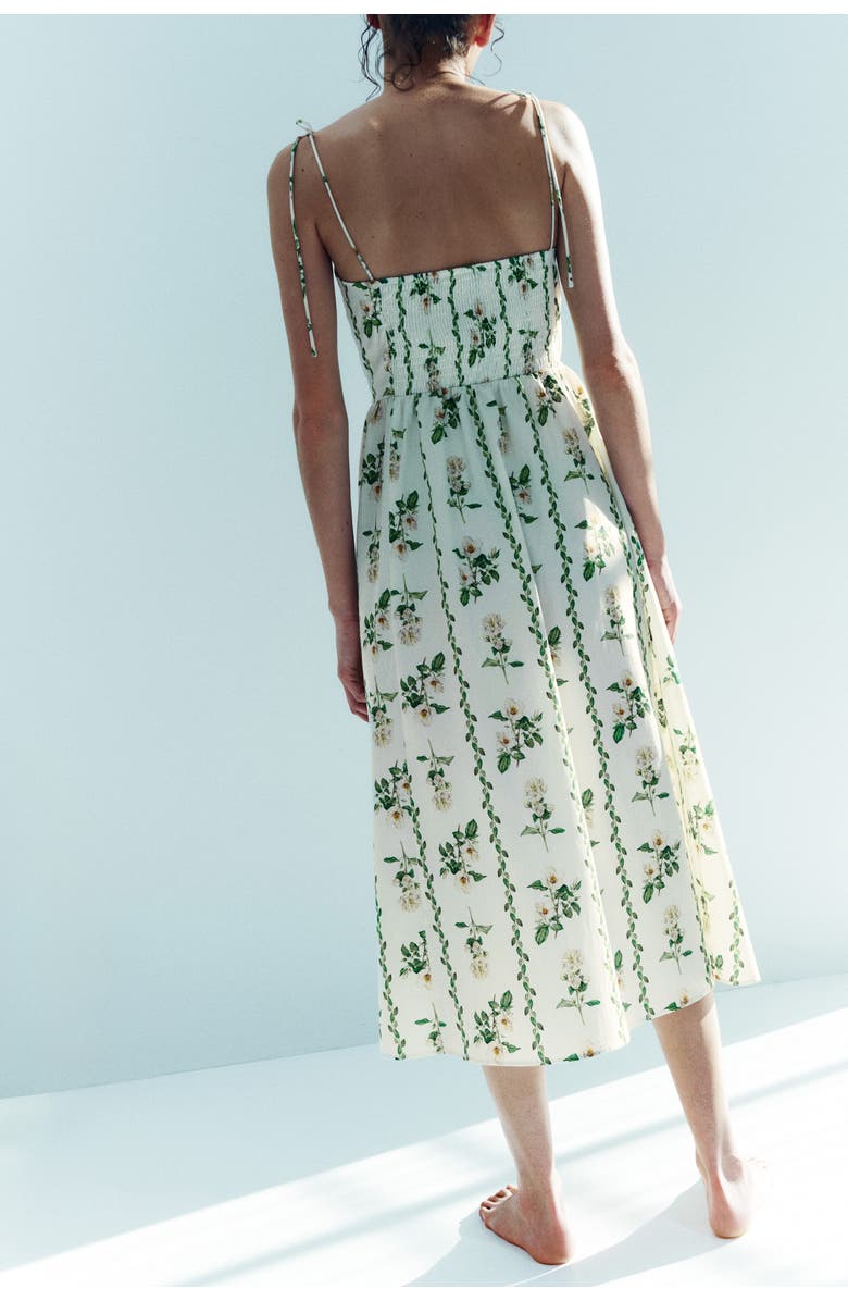 H&M Flared-skirt strappy dress, Alternate, color, White/Floral
