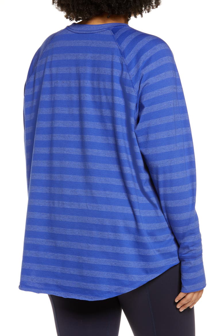 Women's Washed Stripe Relaxed Cotton Blend T-Shirt, Alternate, color, BLUE CLEMATIS