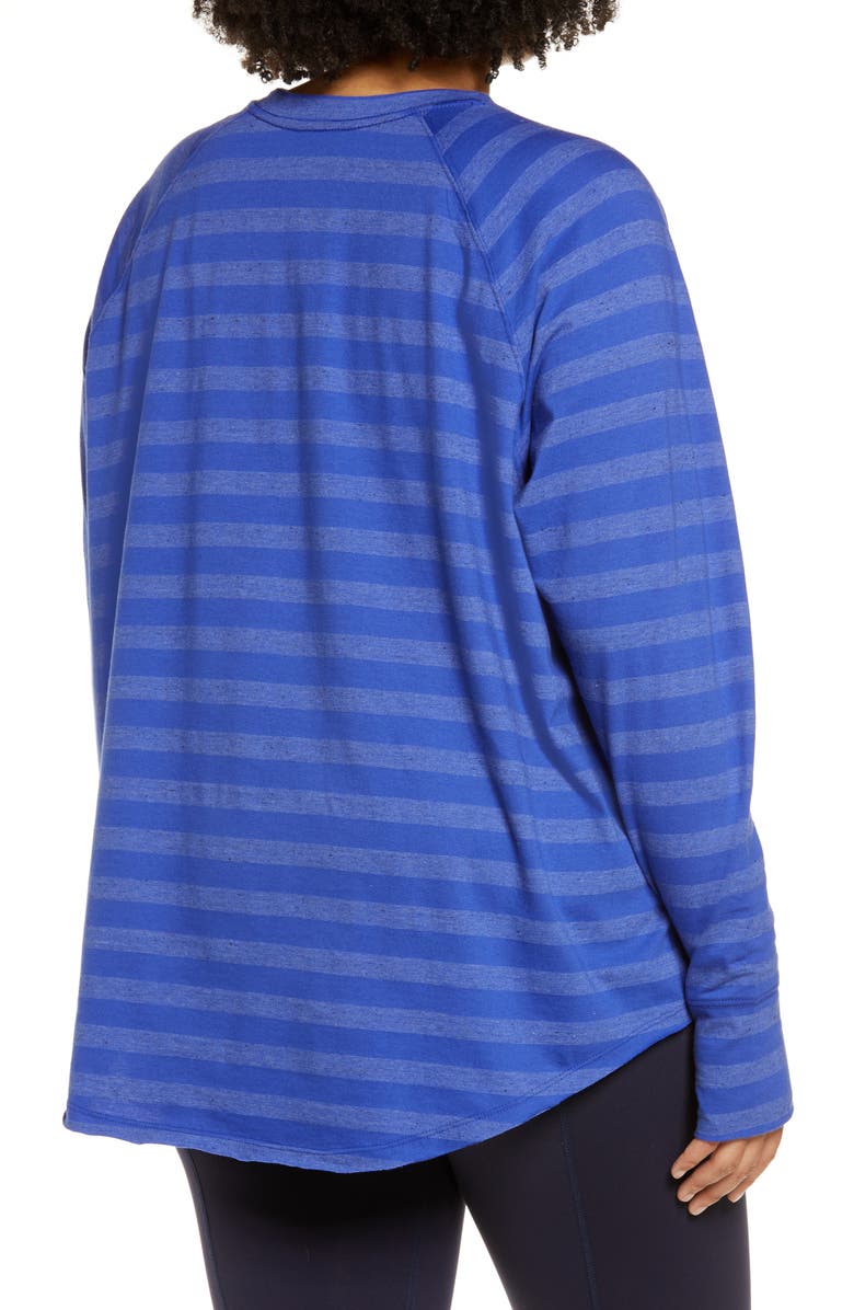 Zella Women's Washed Stripe Relaxed Cotton Blend T-Shirt, Alternate, color, 