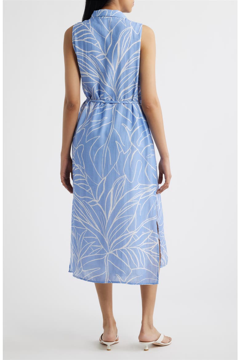 Print Tie Waist Sleeveless Midi Shirtdress, Alternate, color, COASTAL BLOOM