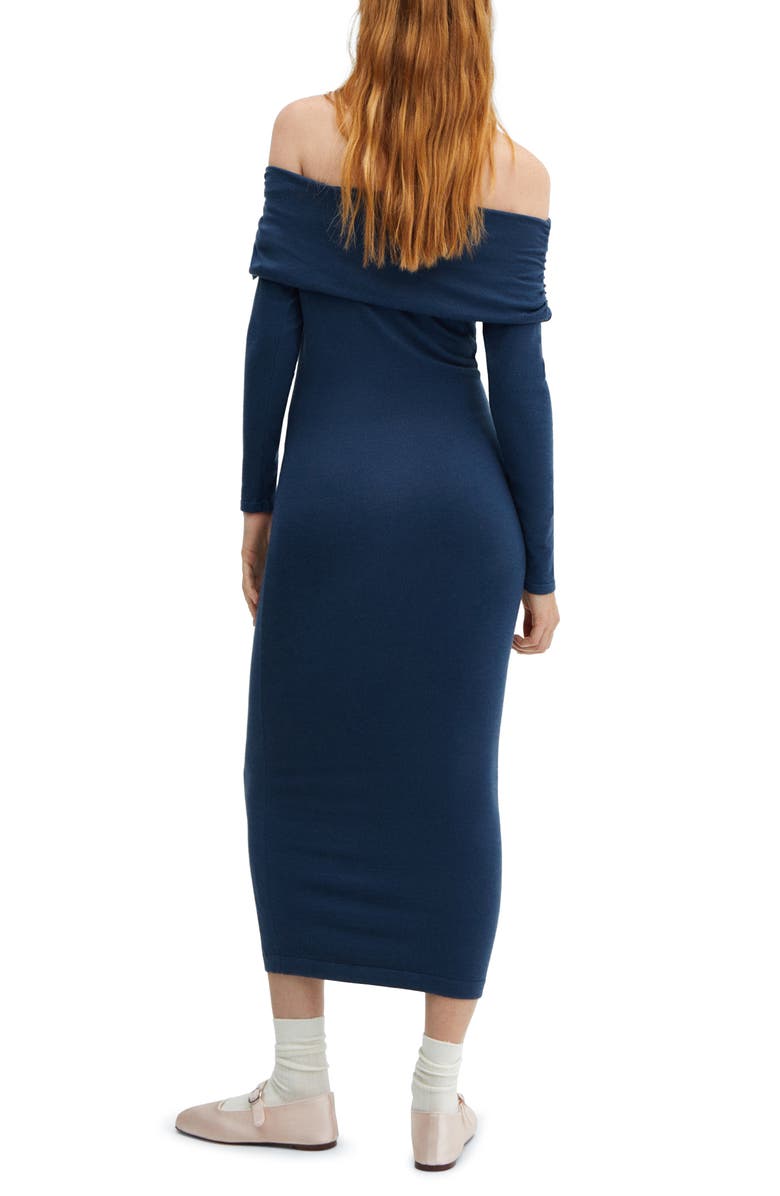 MANGO Off the Shoulder Long Sleeve Maxi Dress, Alternate, color, Blue
