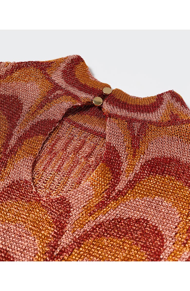 MANGO Metallic Long Sleeve Knit Shift Dress, Alternate, color, 