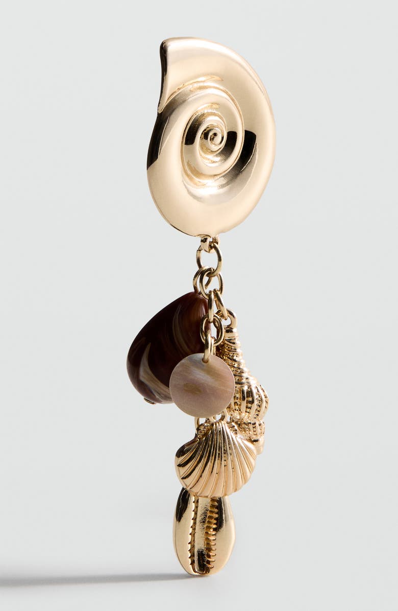 MANGO Shell Pendant Drop Earrings, Alternate, color, Gold