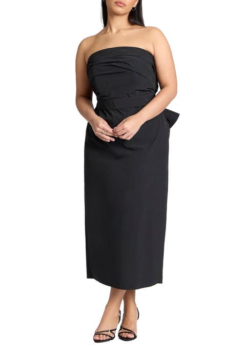 Pleated Bodice Bow Detail Dress (plus)