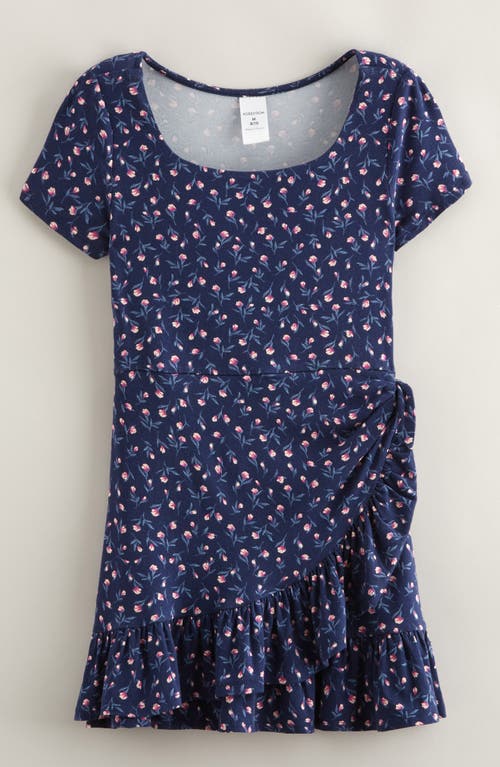 Nordstrom Kids' Knit Faux Wrap Dress In Blue
