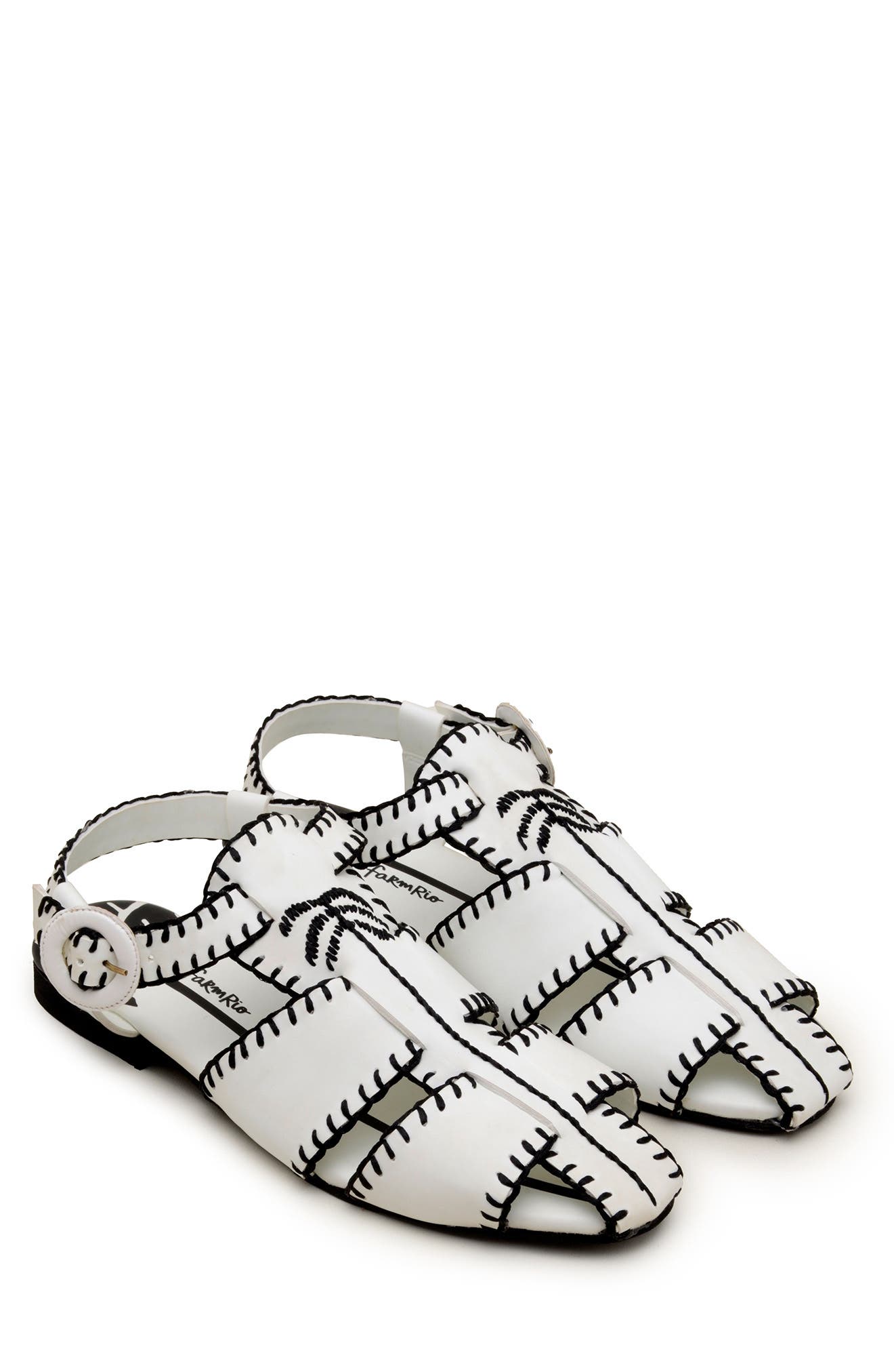 Whipstitch Palm Tree Sandal, Main, color, BLACK