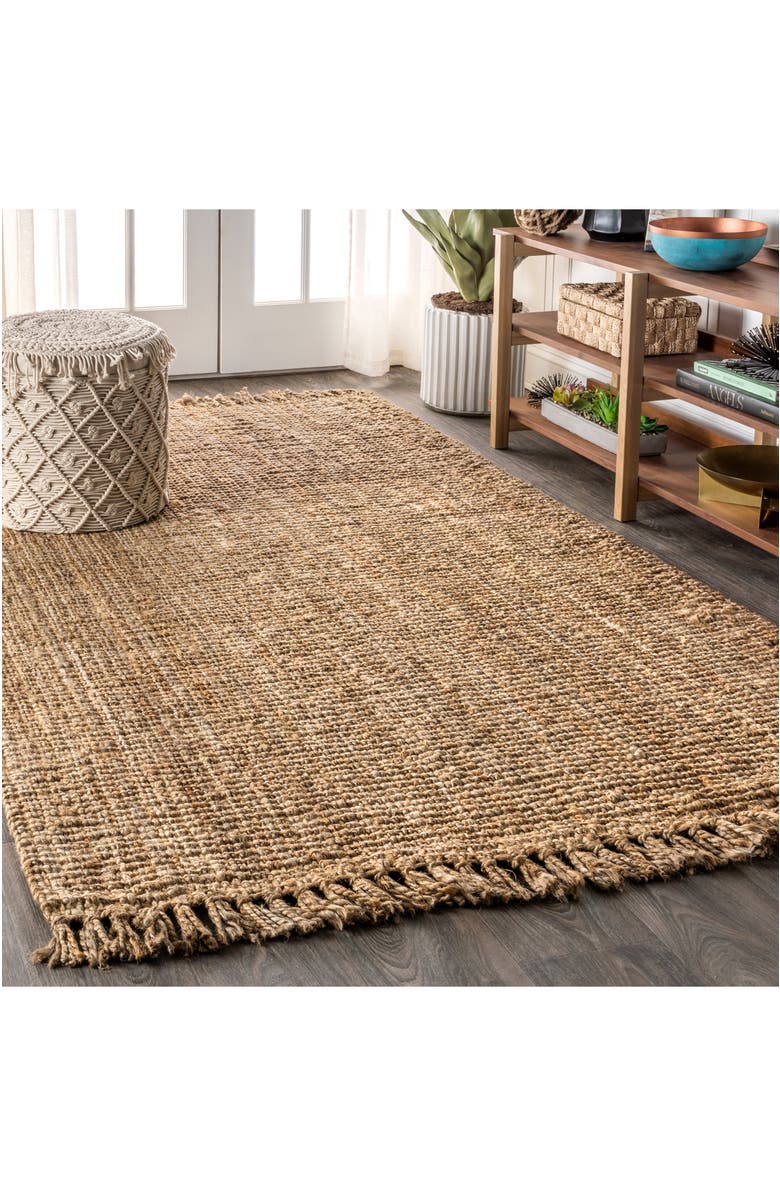 JONATHAN Y Pata Hand Woven Chunky Jute with Fringe Area Rug, Alternate, color, Natural