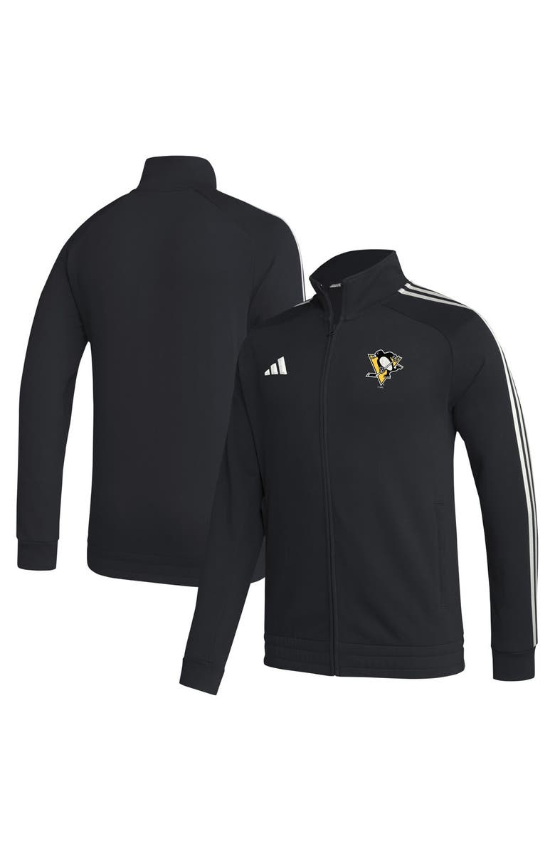 adidas Men's adidas  Black Pittsburgh Penguins Raglan Full-Zip Track Jacket, Main, color, 