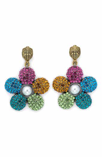 Kurt Geiger London Pavé Crystal & Faux Pearl Flower Drop Earrings