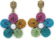 Kurt Geiger London Pavé Crystal & Faux Pearl Flower Drop Earrings