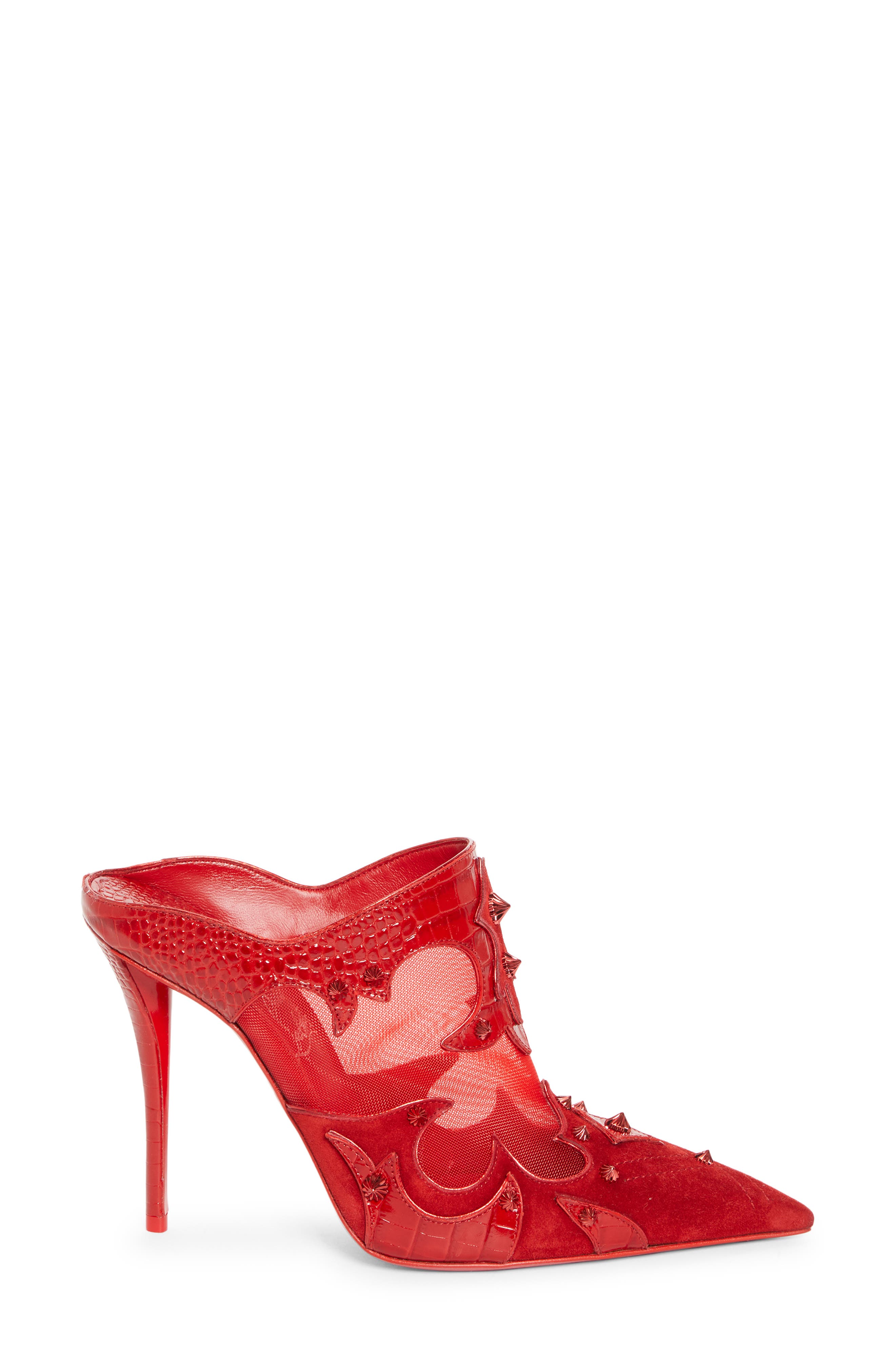 Christian Louboutin Mulatiag Studded Pointed Toe Mule, Alternate, color, Loubi