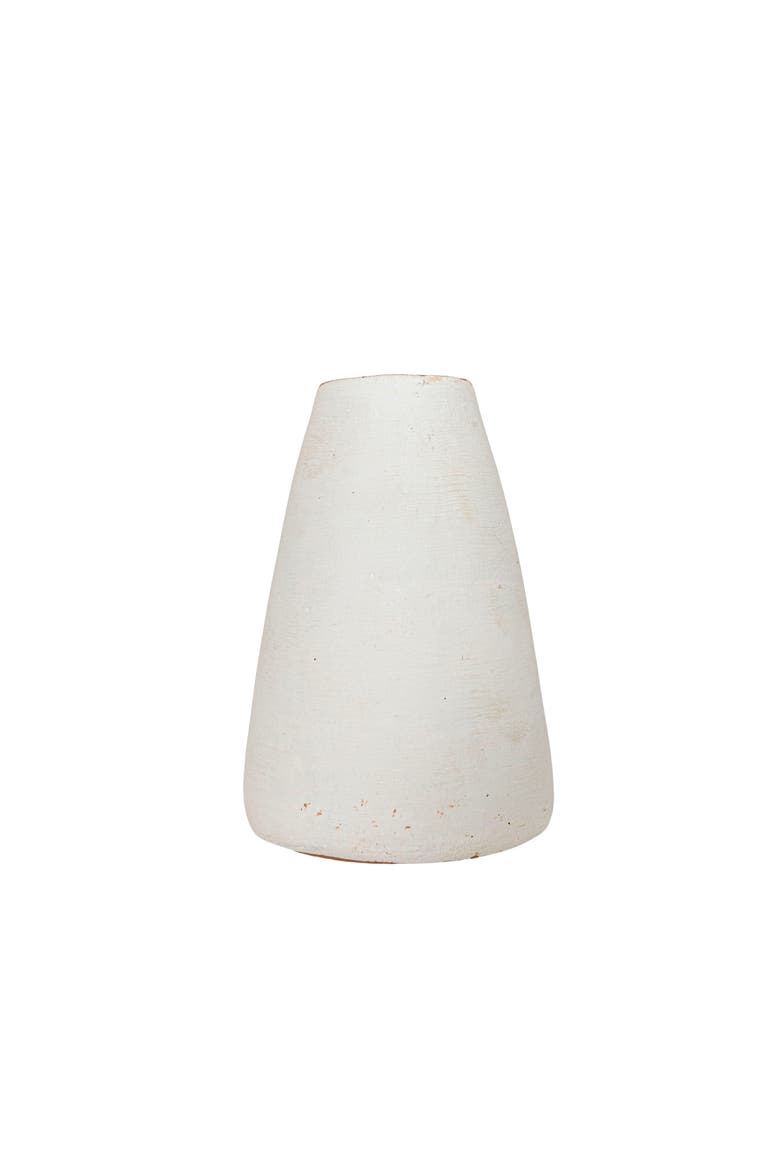5" Small White Terracotta Tapered Elegant Tabletop Bud Vase, Main, color, White